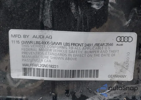 2016 Audi A4 2.0T Premium z USA, uszkodzony, nr VIN WAUFFAFL2GN018221